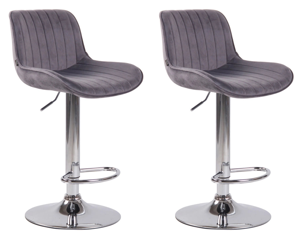 Set di 2 sgabelli da bar Lentini Velvet grigio scuro,cromo