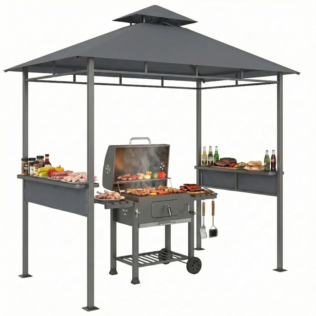 Pergolato per Barbecue ¨C Zephmum ¨C Grigio 240x140x230 cm
