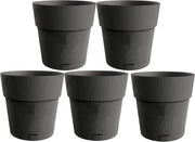 Set di vaso autoirrigante da 5 pezzi - Serbatoio d'acqua - 100% plastica riciclata - Circa 15 cm - Antracite