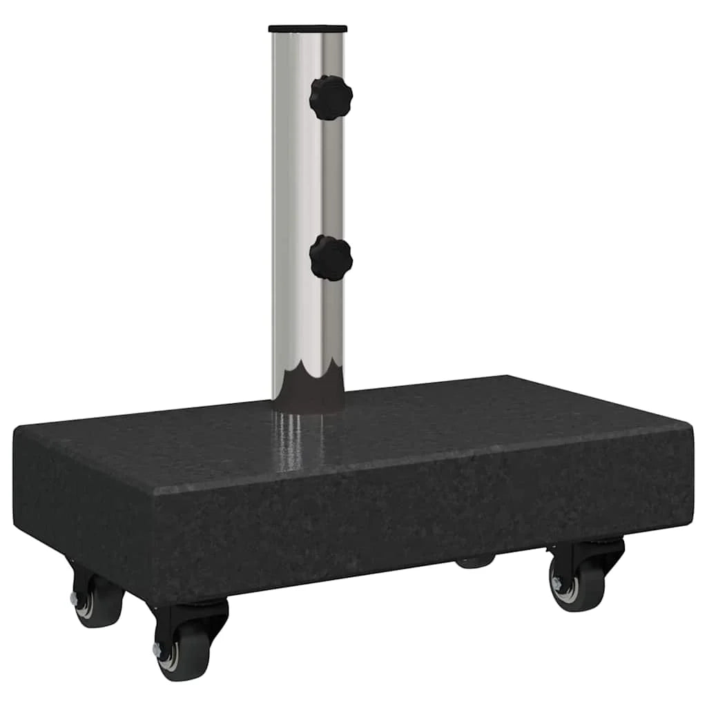 Base rettangolare per ombrellone con ruote pratica per giardino o patio 45 x 25 x 45 cm in granito nero 02_0058857