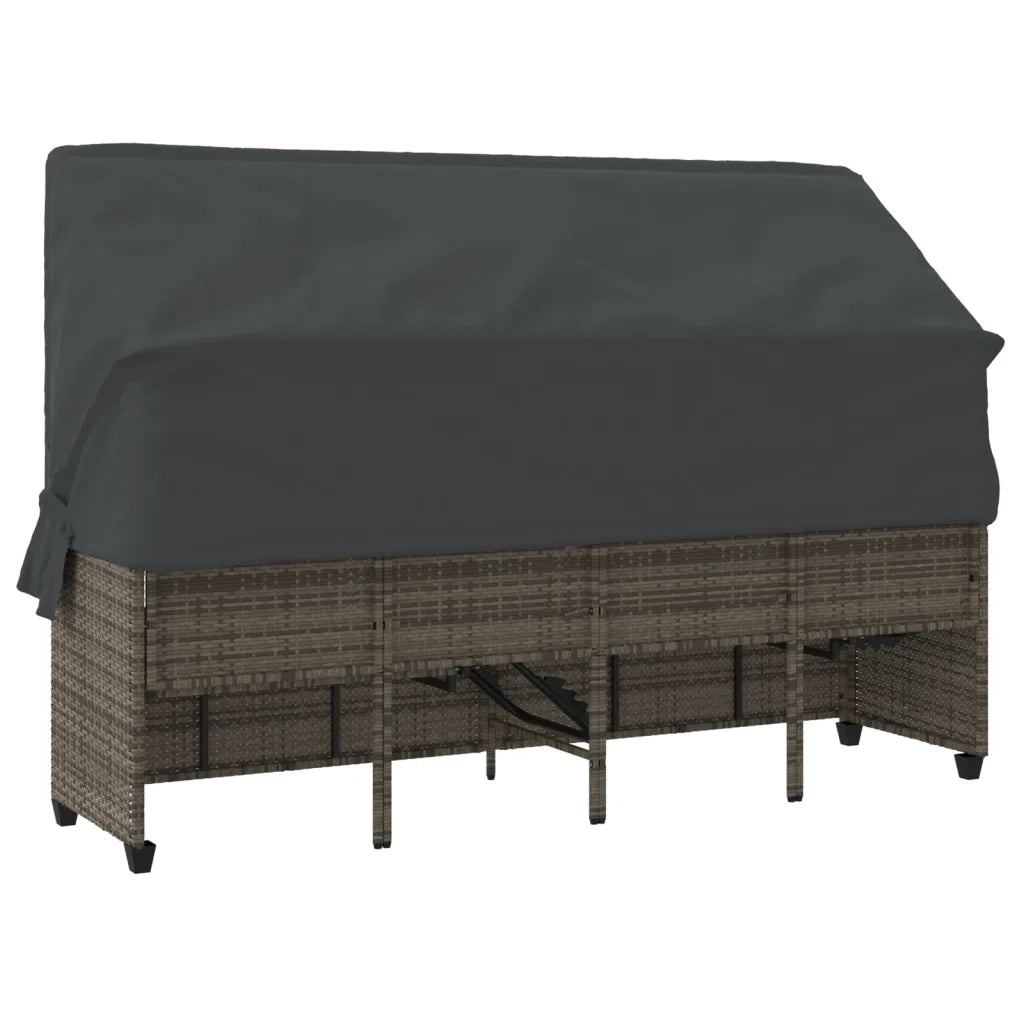 Lettino Prendisole | Sdraio da giardino | Lettino da sole con Baldacchino e Cuscini Grigio?Polyrattan