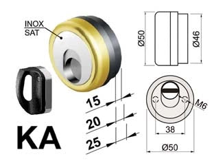 DEFENDER MAGNETICO MAG MONOLITO ANTIACIDO KA PZ.2 MR500 OTTON. LUCIDO- - ø mm.50x25h. compatibile con serrature Cipierre - 1 confezione DISEC