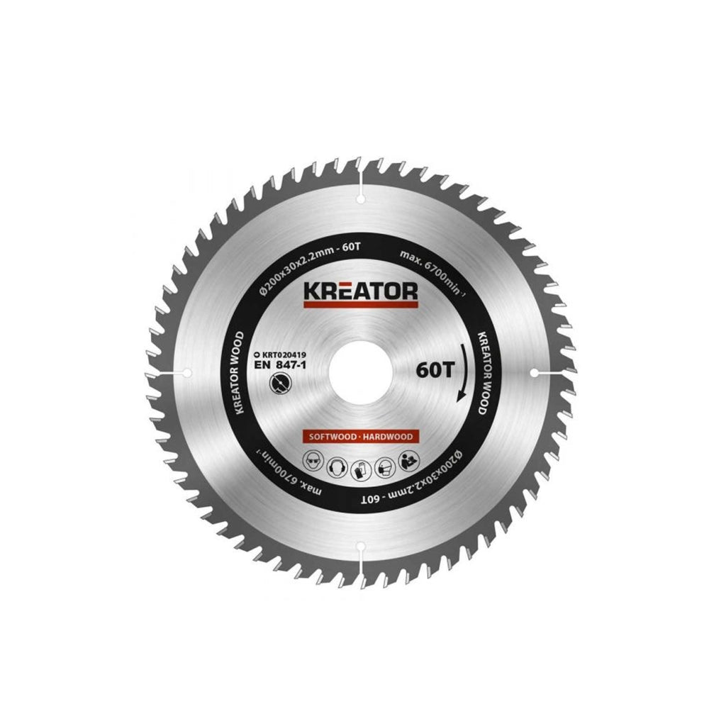 Lama Circolare In Metallo Duro Per Legno 200mm 60 Denti Kreator