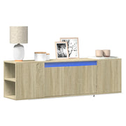 Mobile TV a Parete con Luci LED Rovere Sonoma 135x31x39,5 cm 852385