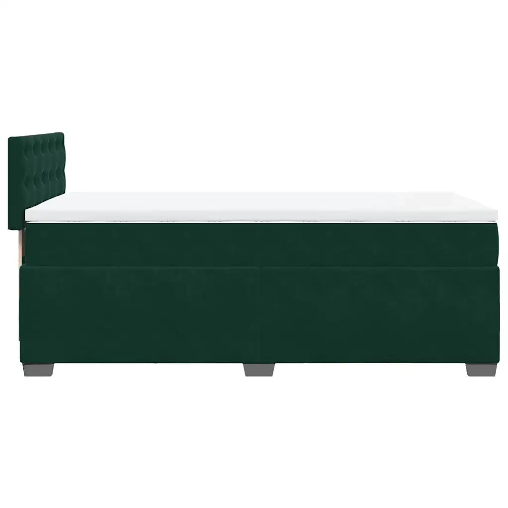 Giroletto a Molle con Materasso Verde Scuro 100x200 cm Velluto