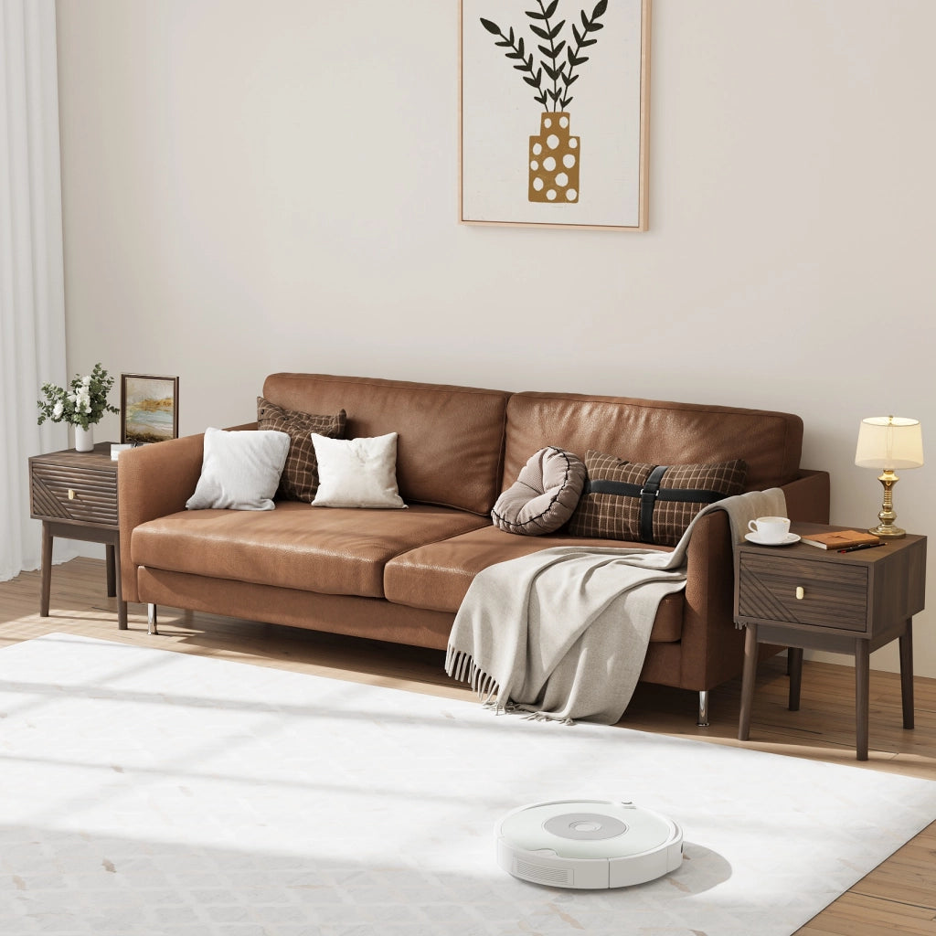 Comodino moderno in noce con 2 cassetti, 40 x 40 x 55 cm