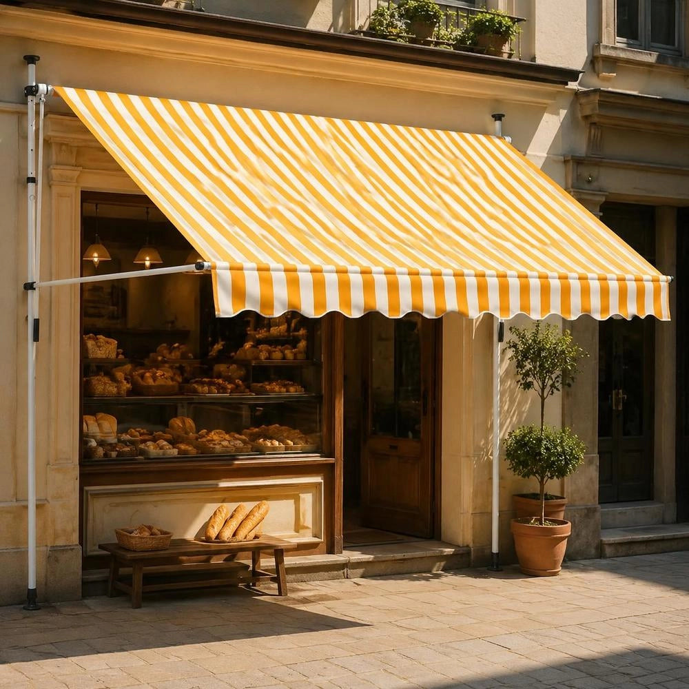 Retractable Awning, Manually Operated, 250 Cm, Orange/white Striped