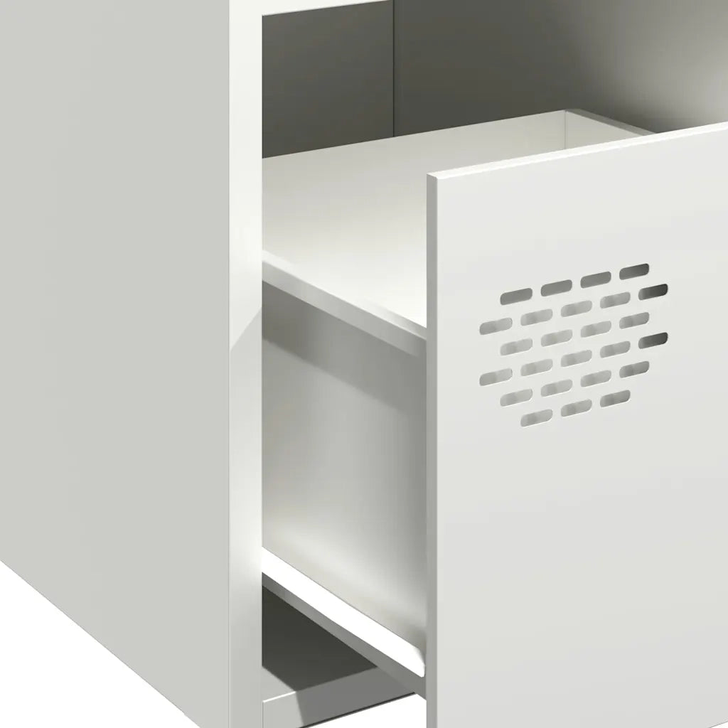 Credenza Bianca 68x39x73,5 cm in Acciaio Laminato a Freddo 851363