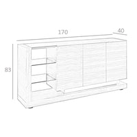 Credenza noce, acciaio spazzolato e piano in vetro nero