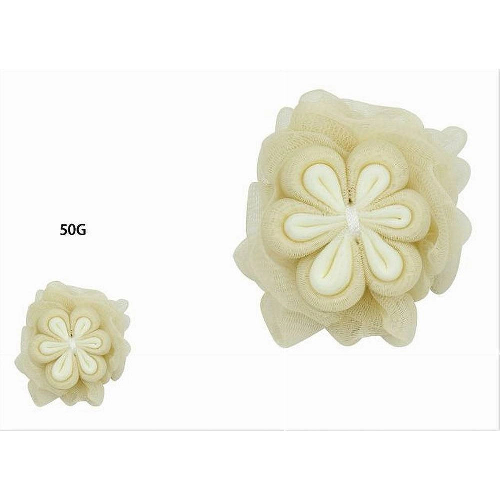 Trade Shop - Spugna A Rete Da Bagno Doccia Con Fiore Morbida Esfoliante Scrubber Gialla 79585 -