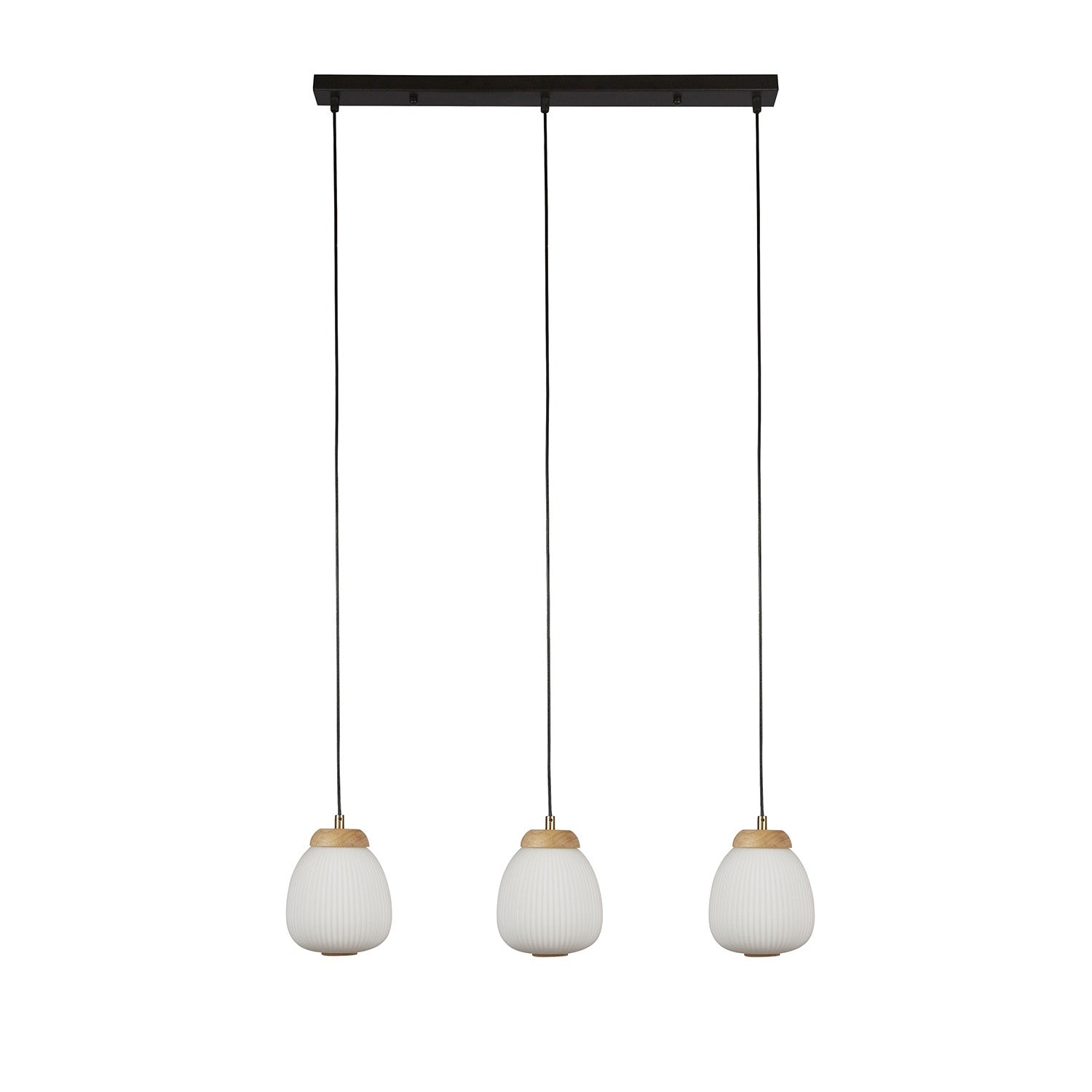 Lampadario Contemporaneo Ella Acciaio Bianco Vetro Nero 3 Luci E14