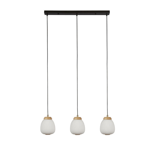Lampadario Contemporaneo Ella Acciaio Bianco Vetro Nero 3 Luci E14