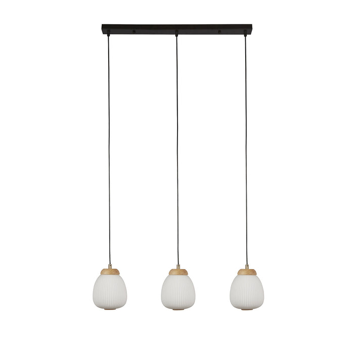Lampadario Contemporaneo Ella Acciaio Bianco Vetro Nero 3 Luci E14