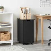 Mobile con Ruote Nero 34 x 39 x 65,5 cm Legno di Pino Massello 42028359