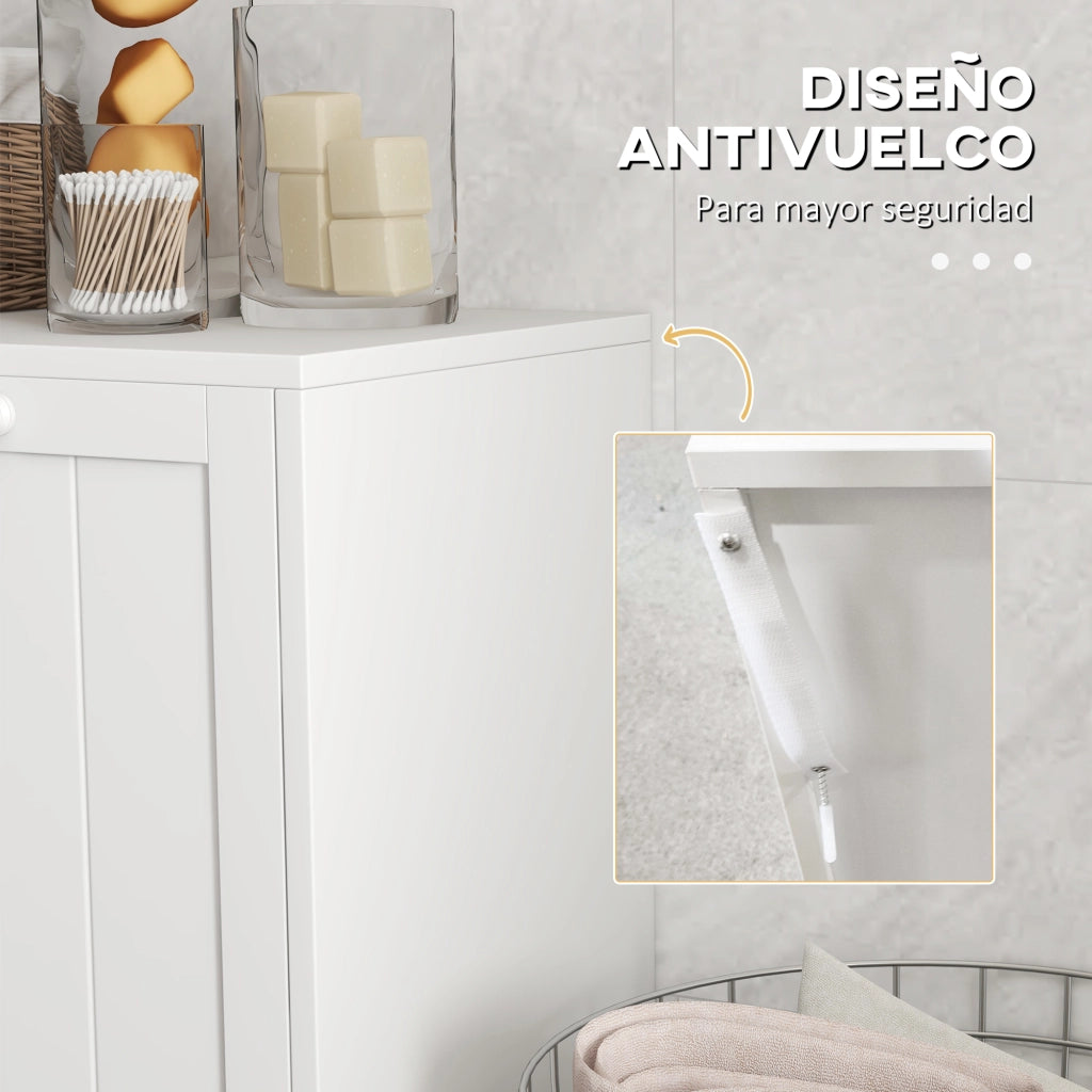 Armadio per biancheria sporca con 2 cestini ¨C zephmum ¨C 66x33x68 cm bianco
