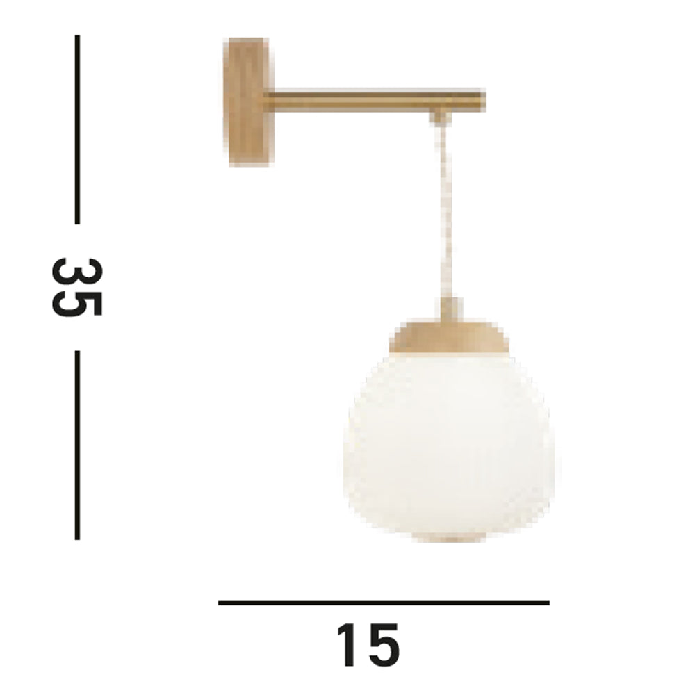 Applique Contemporanea Ella Acciaio Ottone Vetro 1 Luce E14