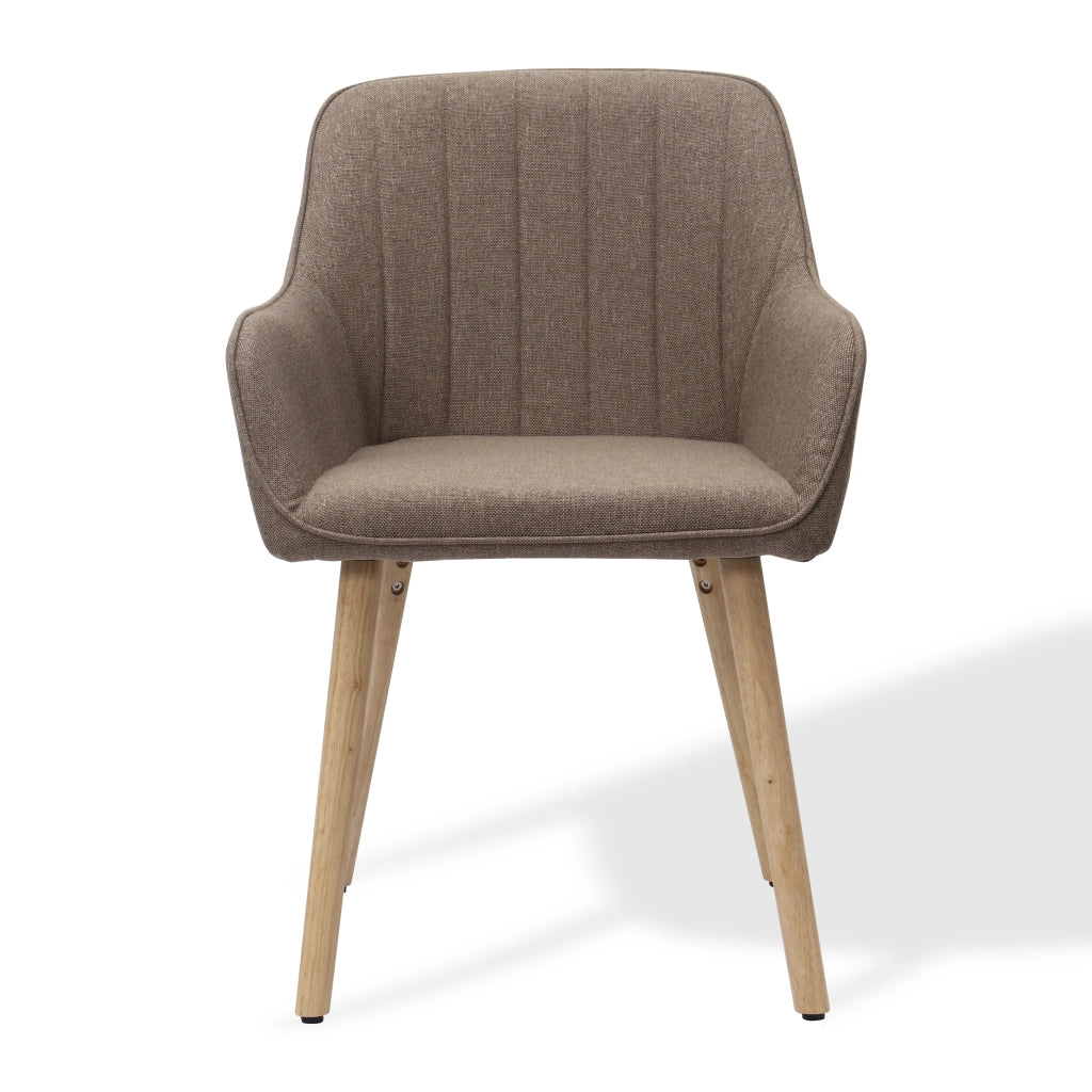 Sedia da pranzo con Braccioli Integrati e Schienale Alto, Design Ergonomico, in Tessuto e Legno, Marrone