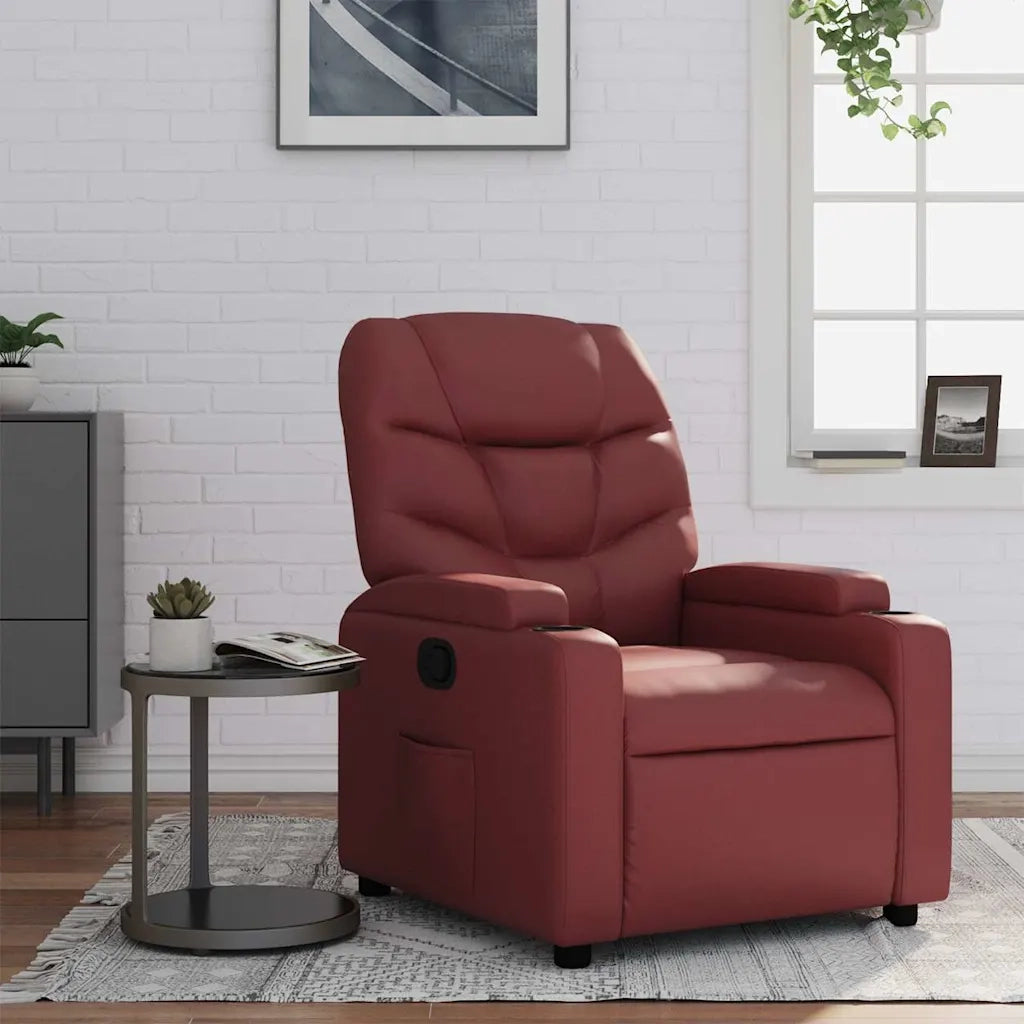 Divano Sedia-Poltrona Reclinabile Rosso Vino in Similpelle 292141