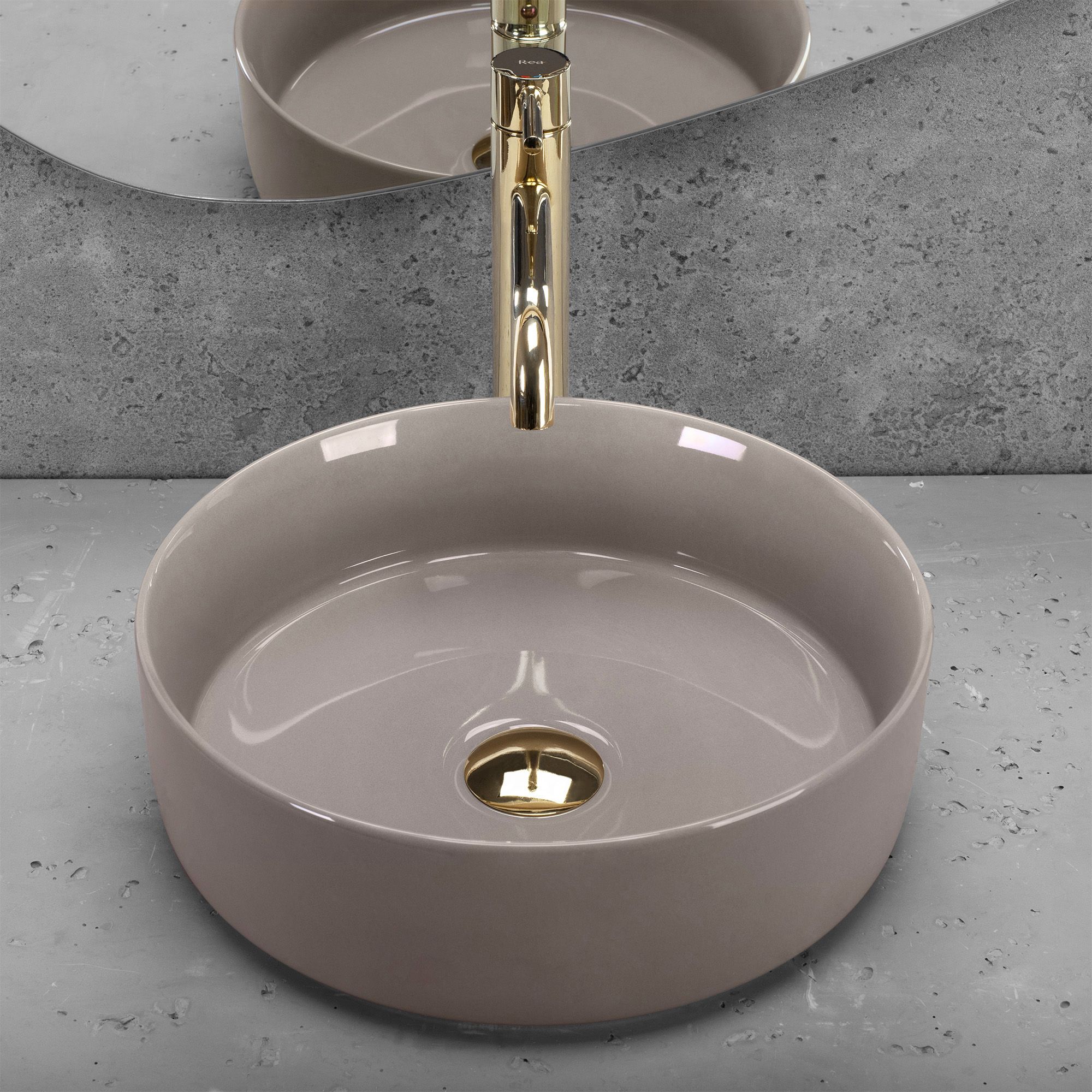 Lavabo Da Appoggio Rea Sami Beige Shiny