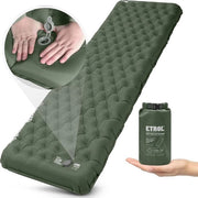 Matrice da campeggio 2 in 1 gonfiabile con cuscino (190 x 66 cm), leggero, spessore 10 cm, matrice compatta per viaggi in auto, ripstop, impermeabile, idrorepellente, per tenda, lettino da campeggio