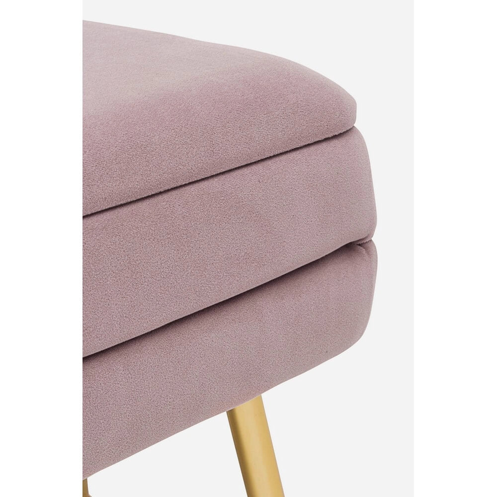 Panca contenitore in velluto con gambe dorate glam - SERENA