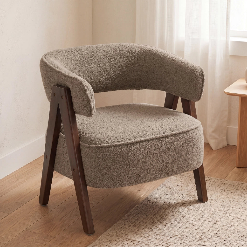 Poltrona in tessuto bouclette ¨C zephmum ¨C 70x64x71 cm, marrone