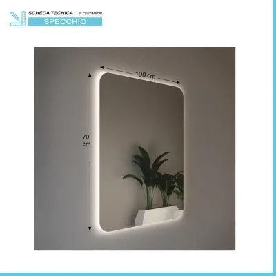 Specchio reversibile 100x70 illuminazione perimetrale LED e spessore 4 mm