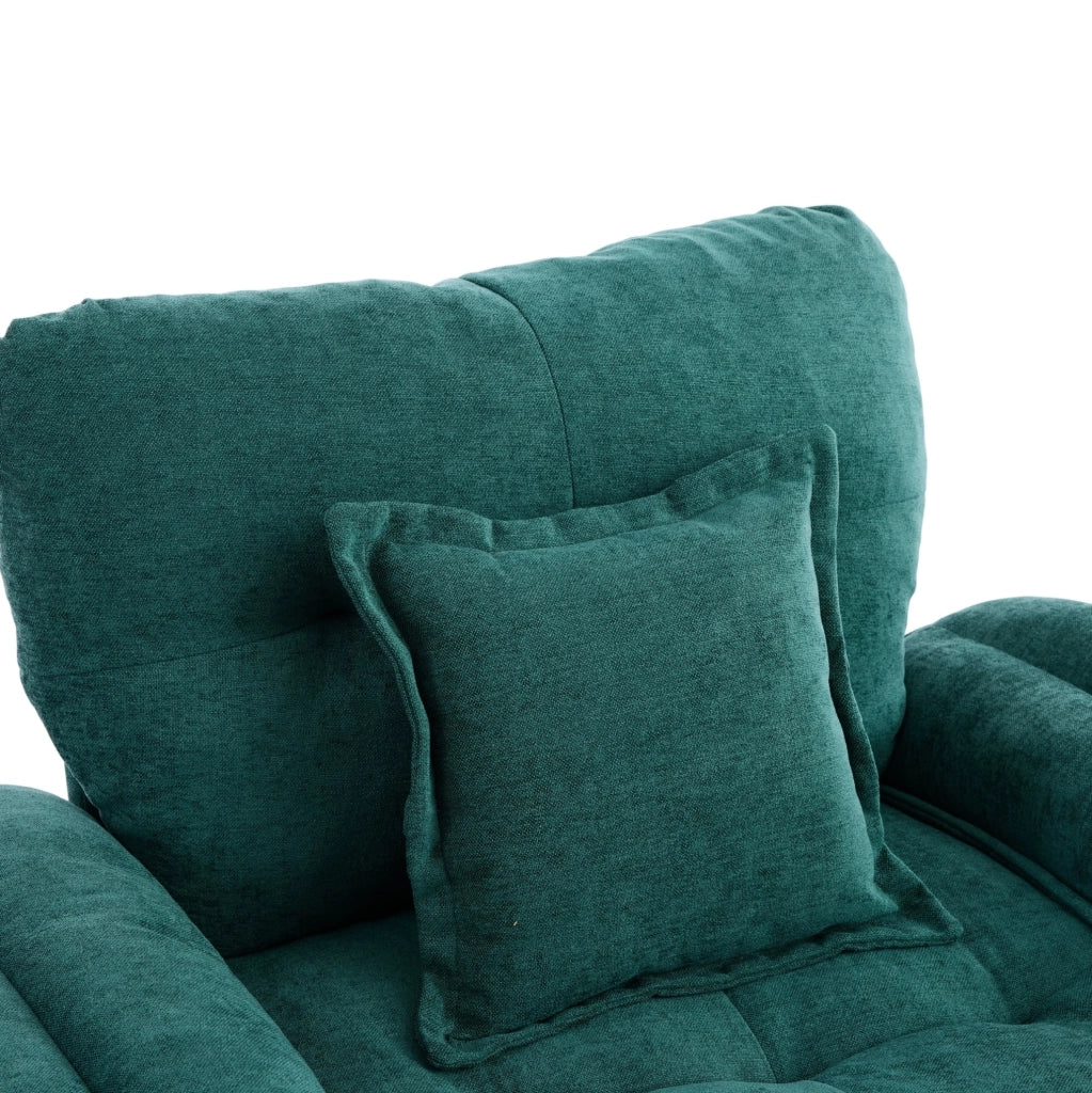 Poltrona girevole 360° oversize in ciniglia verde con cuscino di supporto HOMVRA