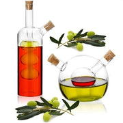 Set di dispenser olii a doppio contenitore - Fusto di vetro 2 in 1 con tappo per aceto e olio - Contenitore di vetro per riempire - Fusti di vetro con beccuccio e 2 aperture - Caraffa di vetro