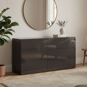 Madia Benvenuta, Credenza 3 Cassetti Made in Italy, 110x40x35.2h cm Nero Antracite