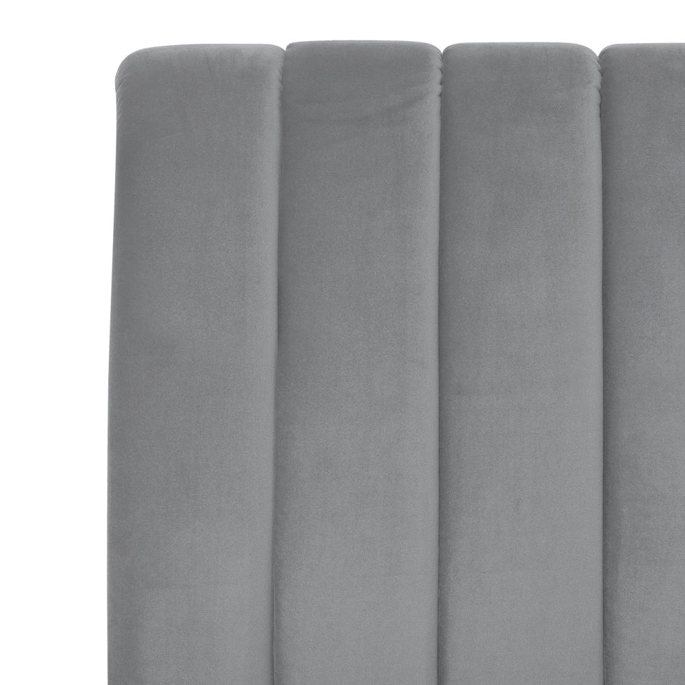 Letto imbottito velluto grigio e oro rete a doghe testiera alta 180 x 200 cm testata alta design retrò