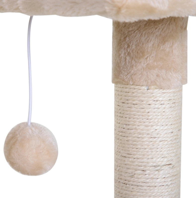 Tiragraffi per gatti beige con amaca e piattaforma, 70 cm