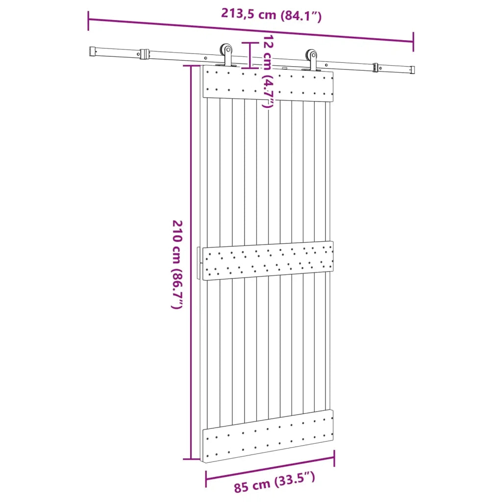 Porta scorrevole NARVIK 85 x 210 cm (213,5 cm) Naturale e Nero 3445271