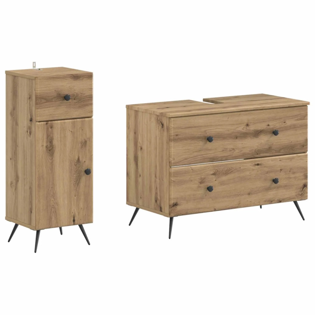 Set di Armadi da Bagno da 2 Pezzi BREDA Rovere Artigianale 3417728