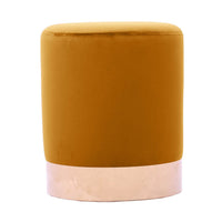 Pouf Ø33x39 cm con placca dorata e velluto nocciola