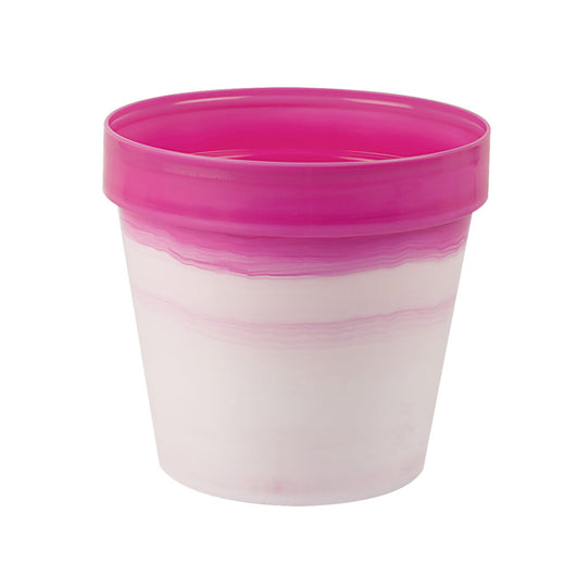 Vaso Piante Fiori Colorato Moderno Interno Esterno Classic Pot Exclusive Idel Colore: Bianco/Fucsia, Formato: 18 cm