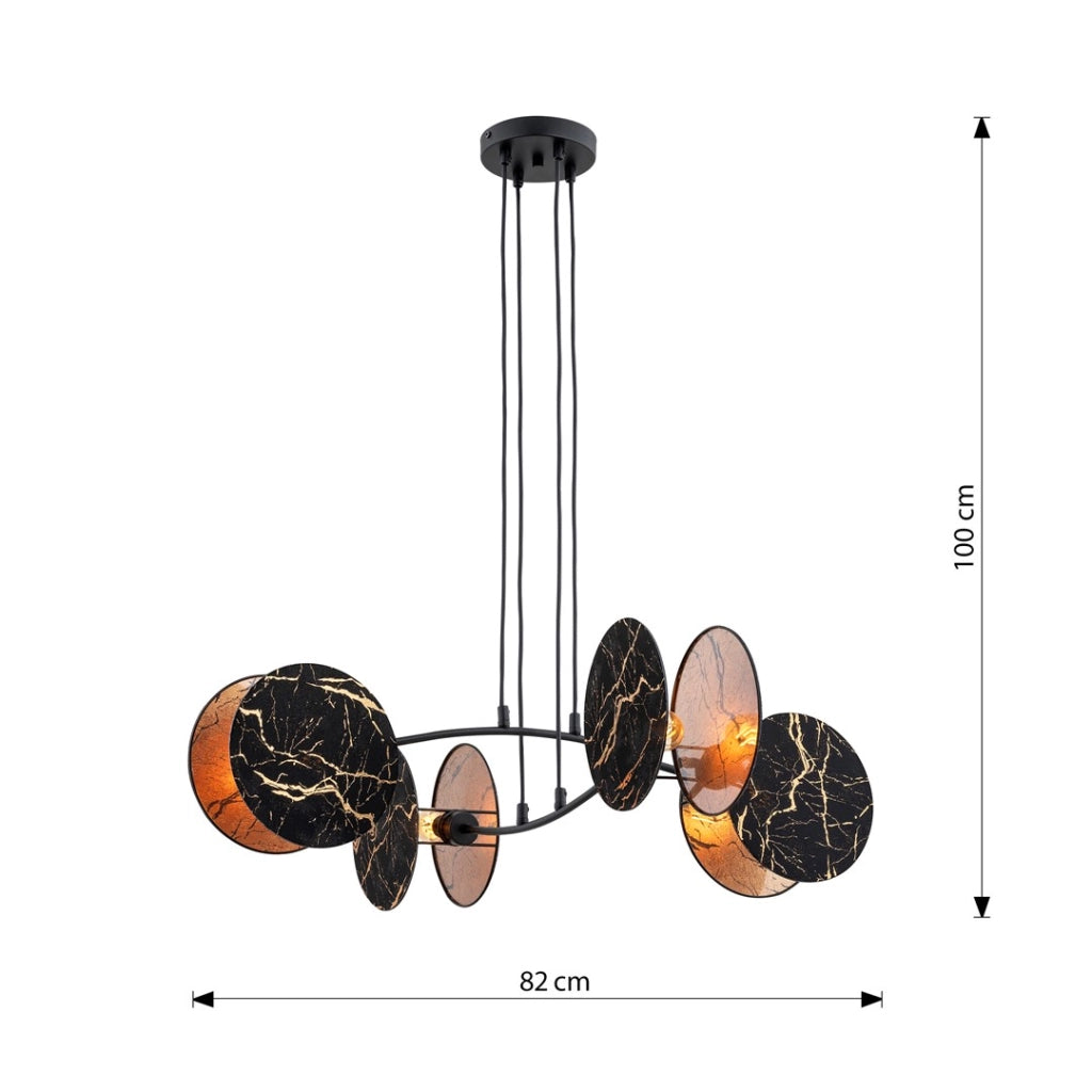 Lampada sospesa Emibig Motif nera 4 luci E27 marmo