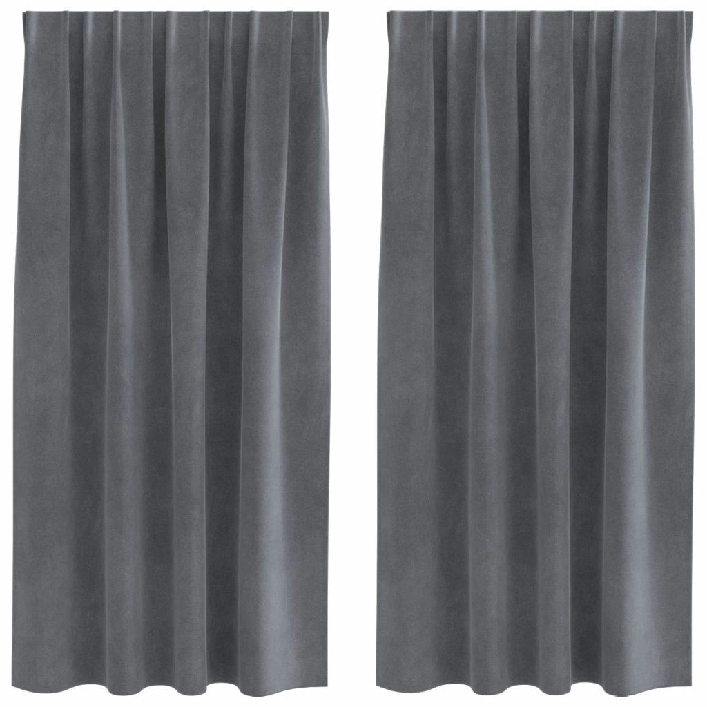 Tende oscuranti 2 pcs Grigio chiaro 140 x 175 cm Velluto 4107289