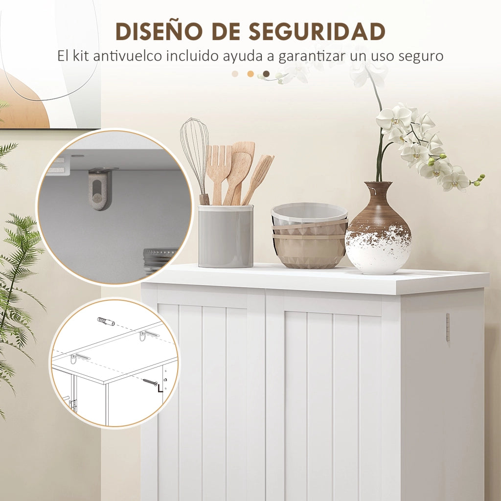 Armadio Cucina con 2 Ante e 16 Ripiani Ajustables ¨C Zephmum ¨C 60x30x104 cm Bianco