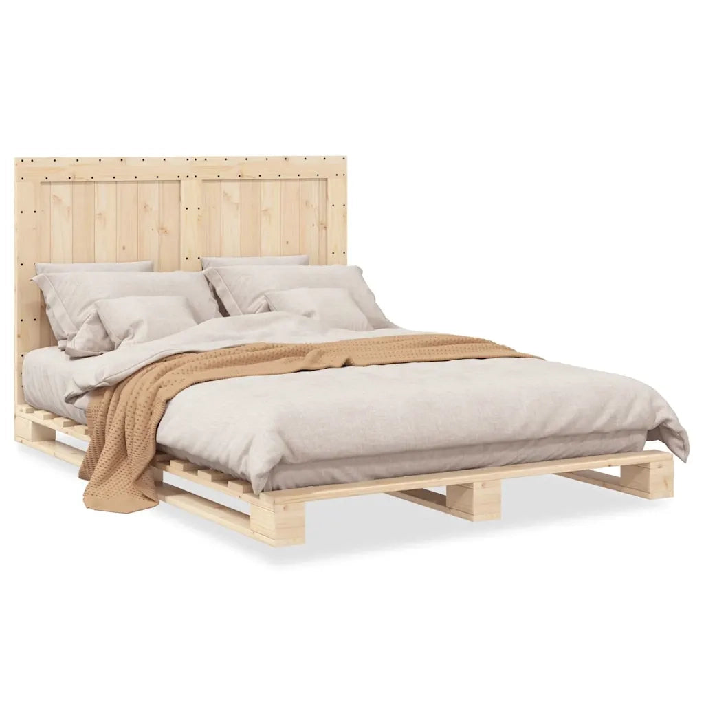 Giroletto con Testiera-Struttura Letto con testiera 140x200 cm in Legno Massello di Pino 133198