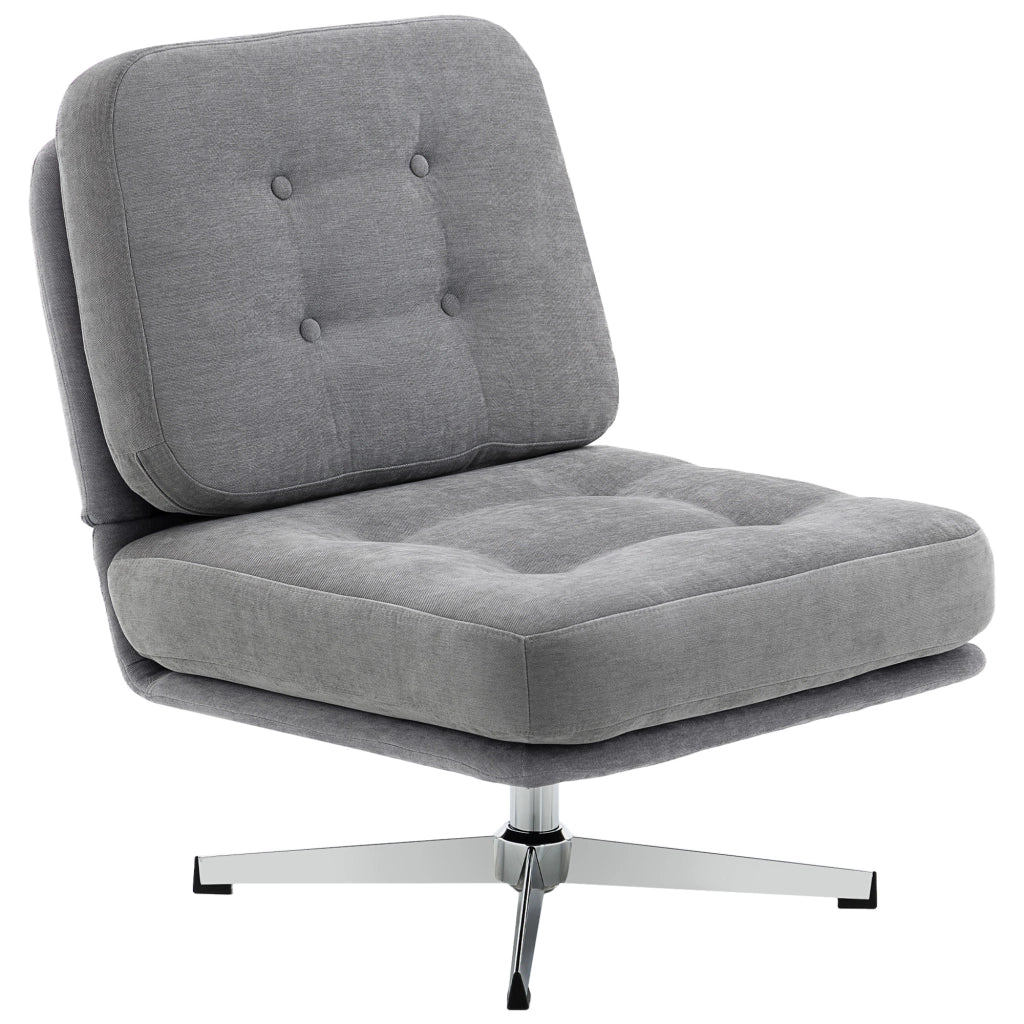 Poltrona girevole imbottita con cuscino e gambe in metallo ¨C zephmum ¨C grigio chiaro