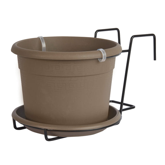 Vaso da Balcone con Gancio da Appendere Ringhiera Balconiera Hand Etrusco Idel Colore: Taupe