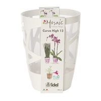 Vaso per Piante Interno Moderno Auto Irrigazione Mosaic Curve Hight 13 Idel Colore: Bianco/Trasparente