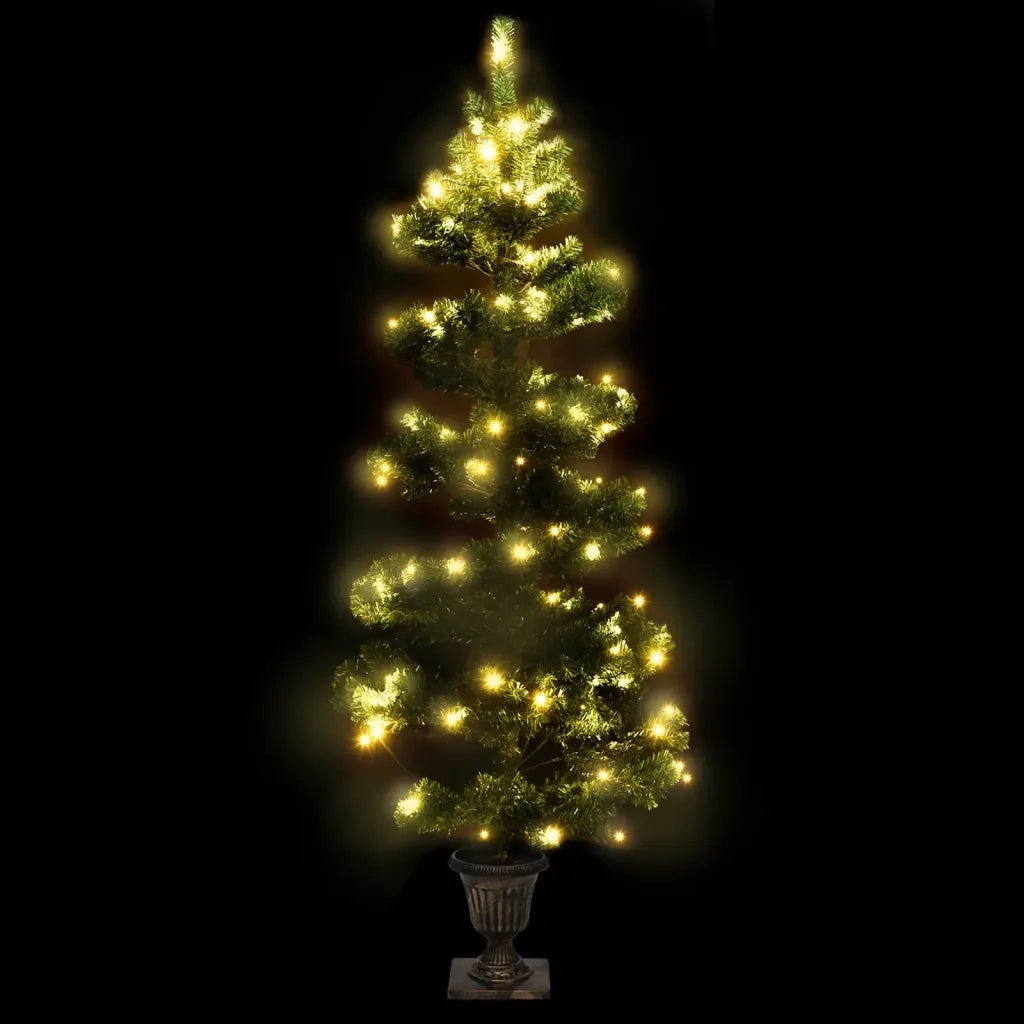 Albero di Natale a Spirale con Vaso e LED Verde 120 cm PVC