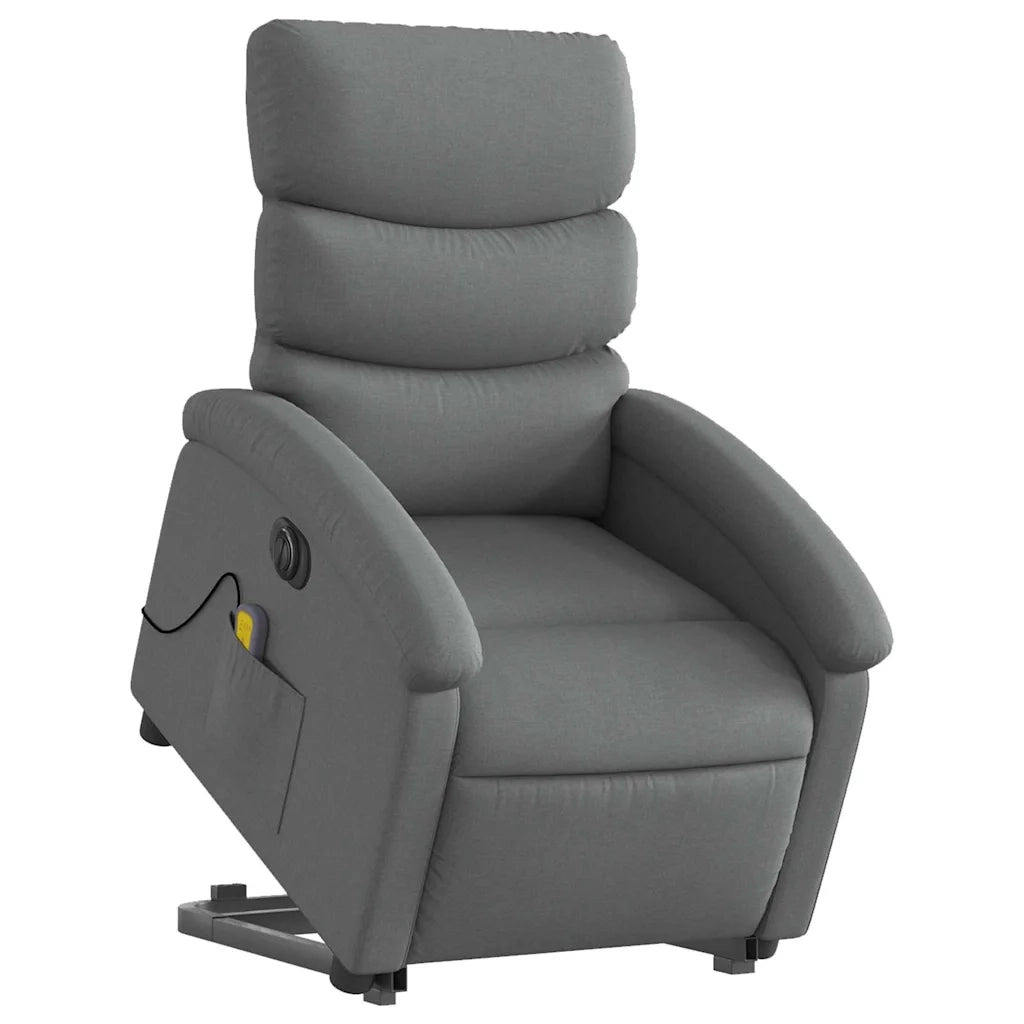 Poltrona Alzapersona Massaggi Elettrica Grigio Scuro Tessuto