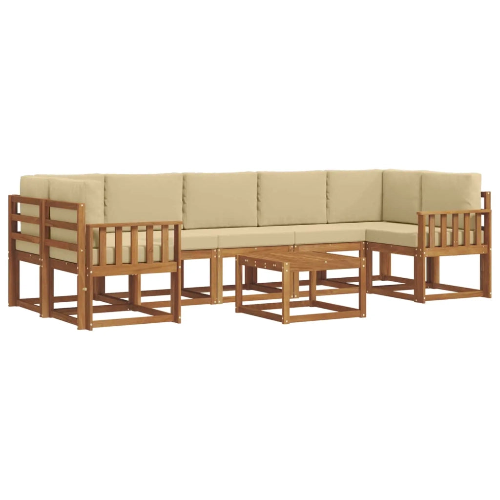 Set di divani da esterno con cuscino 8 pcs Naturale e Beige 3366146