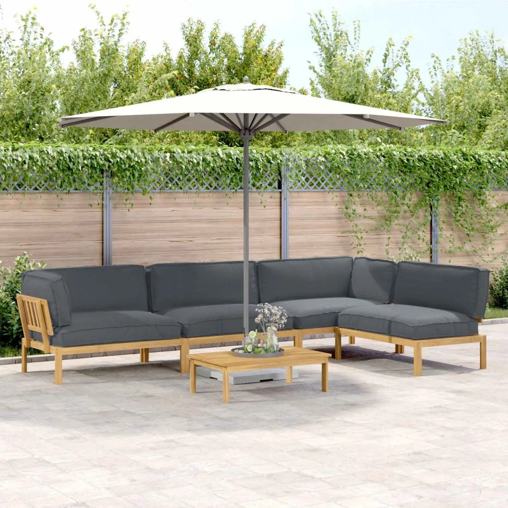 Set di divani 5 pcs Antracite Legno di Acacia Massello