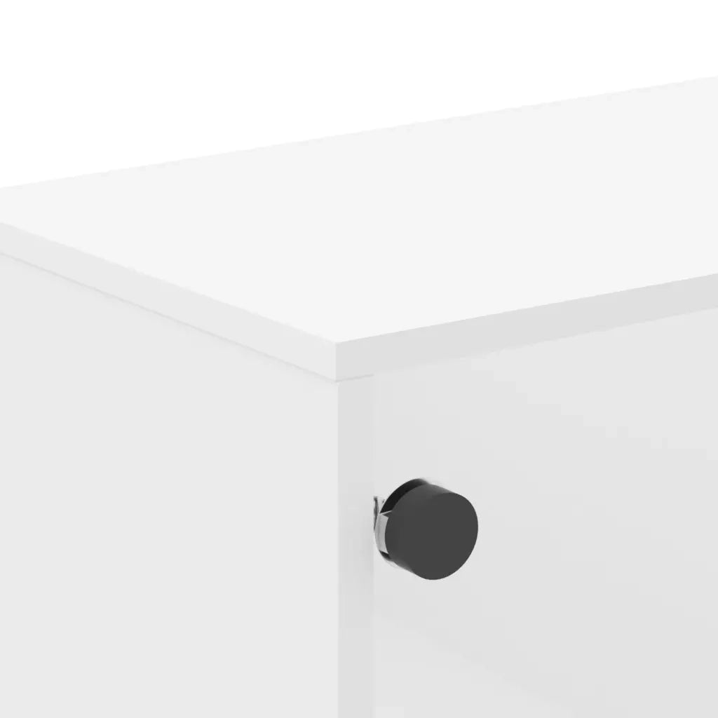 Mobile Porta TV con Ante in Vetro Bianco 102x37x50 cm