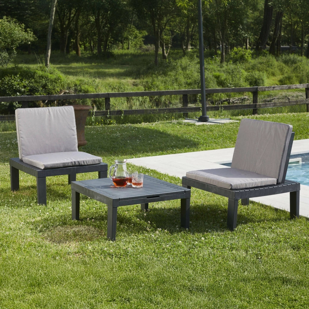 Salottino Outdoor Aixela, set Salotto da Esterno 2 Posti Made in Italy, Nero Antracite