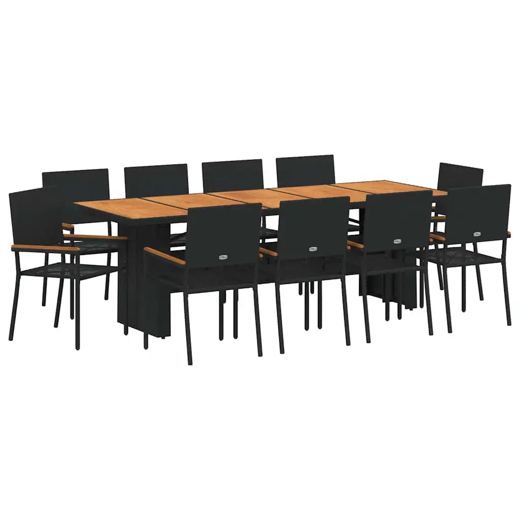 Set da Pranzo per Giardino 11 pcs Nero polyrattan 3365422